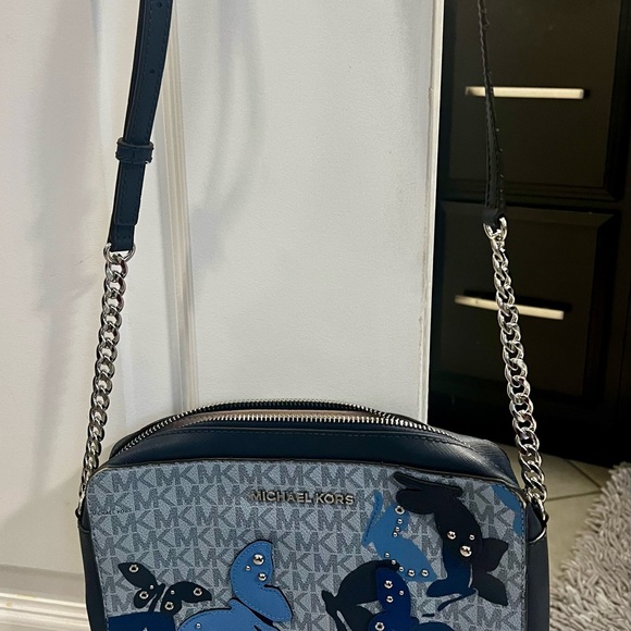 Michael Kors Gray and Blue Butterfly Crossbody Bag - Picture 3 of 4